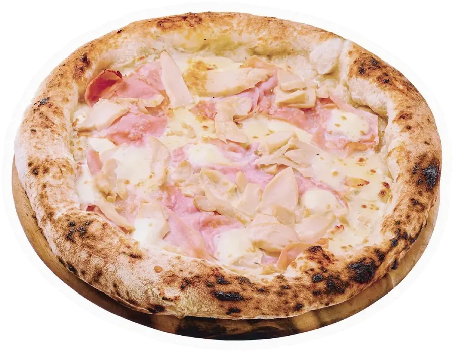 Pizza Bianca con Prosciutto Cotto e Funghi
